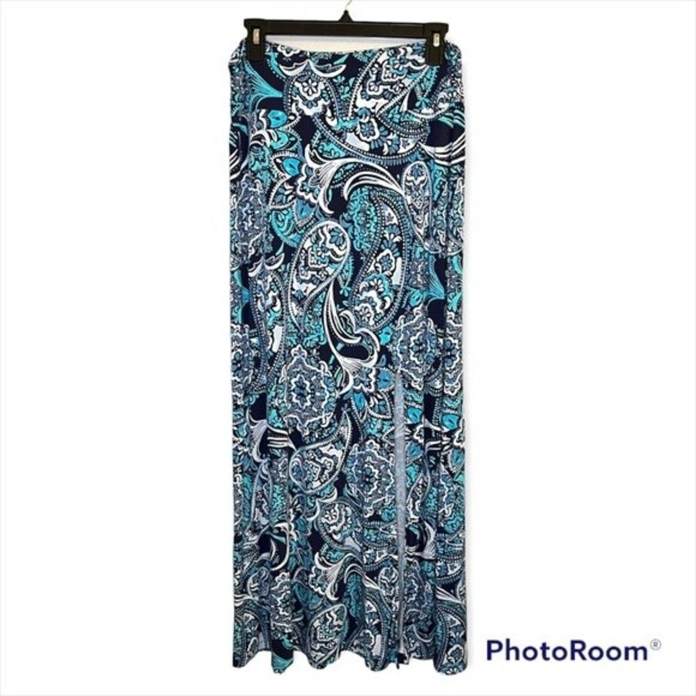 Willi Smith Women’s Blue Paisley Maxi Skirt Size Medium